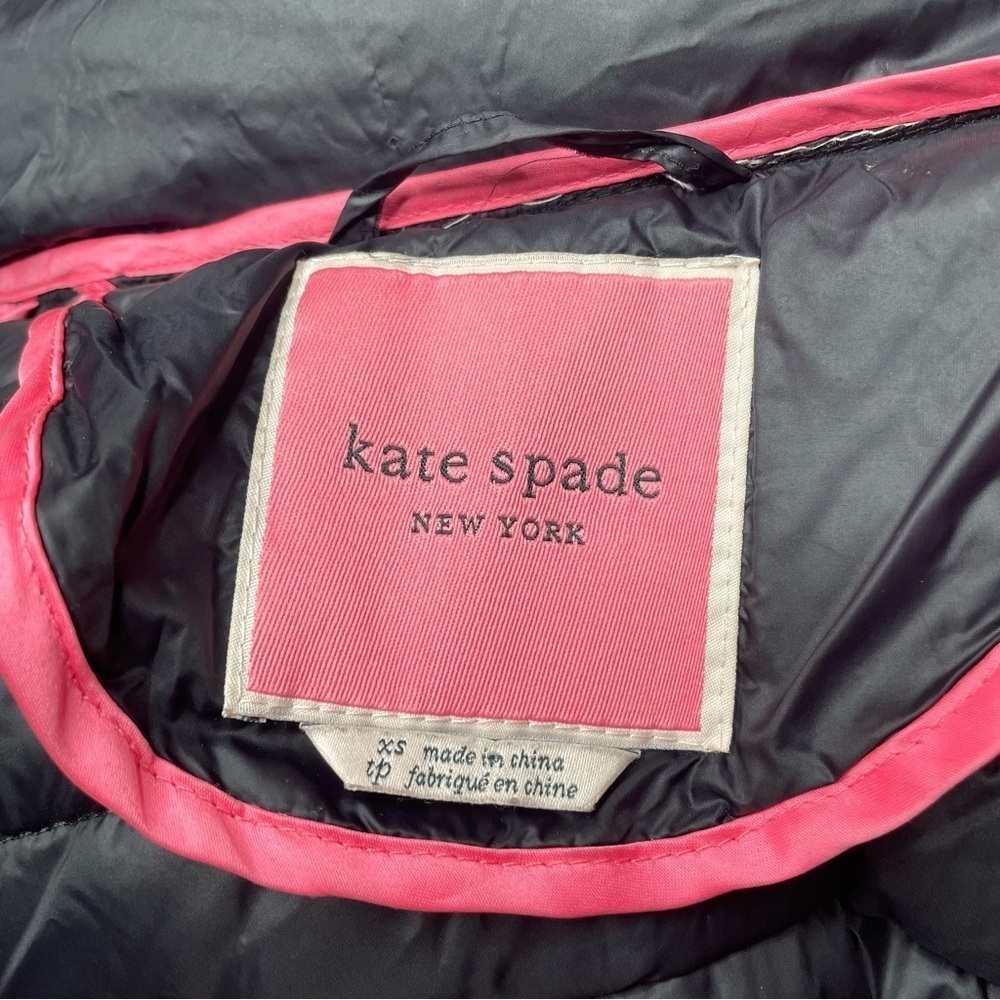 Kate Spade Packable Puffer Jacket Duck Down Feathers Black Pink Extra Small XS - Picture 8 of 13